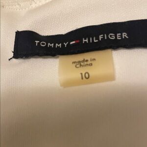 Tommy Hilfiger White dress with Navy Logo Trim and Red Accent
